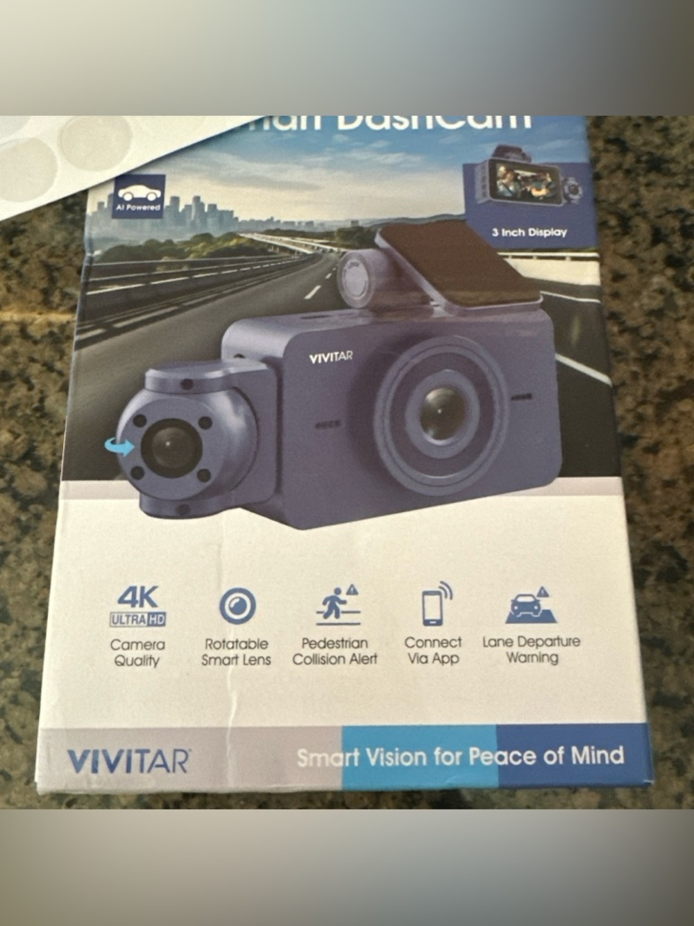 Vivitar 4K On-Dash Camera with Rotatable Lens - Blue